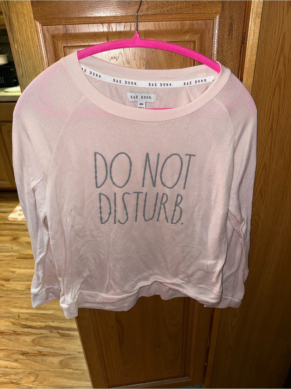 Rae Dunn women’s Light Pink "Do Not Disturb" Long Sleeve Top
